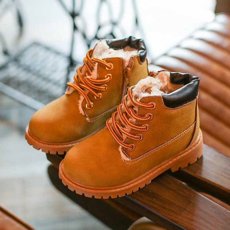 Kids Boots Winter 2017 Fashion Zip Warm Plush Children Martin Boots