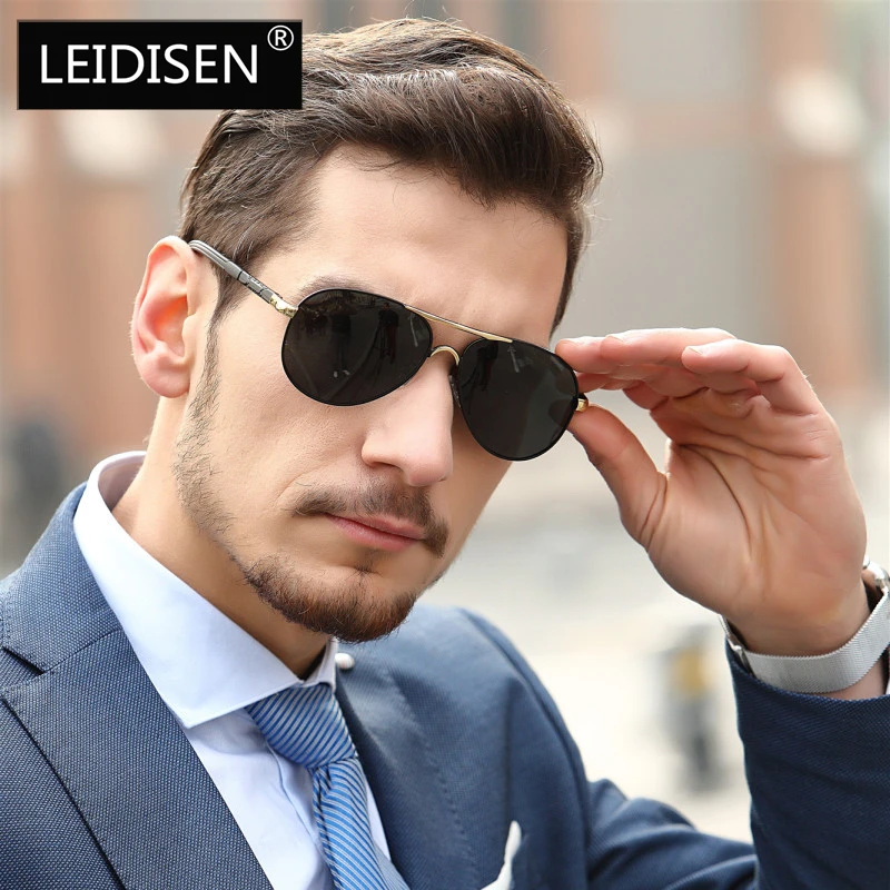 

LEIDISEN Polarized Sunglasses Men 2019 UV400 Driver Dazzle Color Classic Brand Designer Outdoors Fashion Metal Sun Glasses 0917
