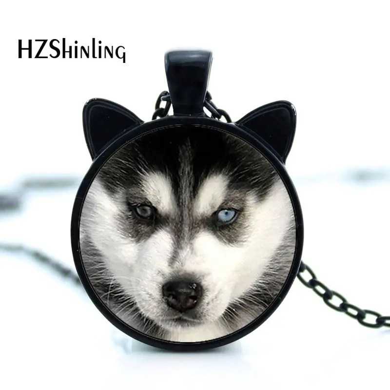 

CN-00779 2017 New Husky Puppy Necklace Siberian Husky Pendant Little Husky Jewelry Glass Dome Necklace HZ2
