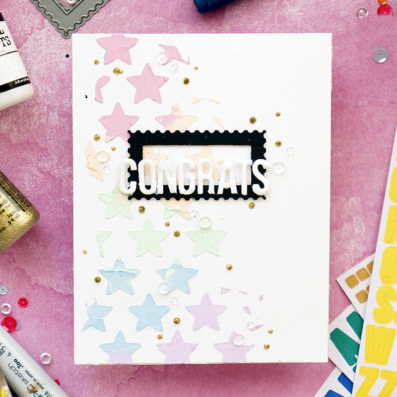 

Big Star Polka Stencil for DIY Scrapbooking Decorative Embossing Paper Card Making Craft Plastic Template Drawing Sheet 6x6inch