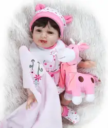 Милые улыбающиеся принцесса детские кукла детские игрушки 55 см Силиконовые реборн Детские куклы с розовым жирафом для детей игровая