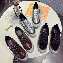 Брендовая дизайнерская женская обувь на плоской подошве, женские кроссовки со шнуровкой и кристаллами, туфли-лодочки с круглым носком, мокасины на плоской подошве, оксфорды для женщин