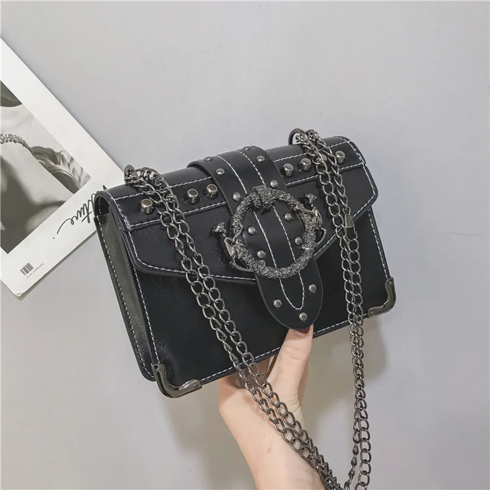 

New Elegant Shoulder Bag Women Wild Simple Messenger Bag For Girls Woman Fashion Rivet Button Design Shoulder Messenger Bag K604