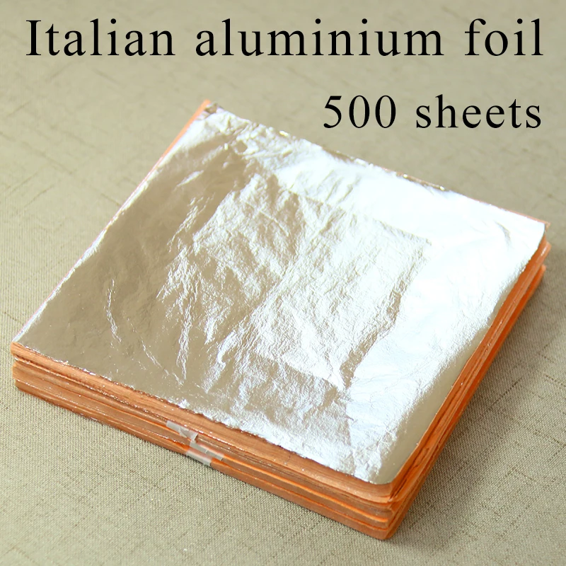 500 sheets Italian aluminum imitation silver leaf foil sheets for art