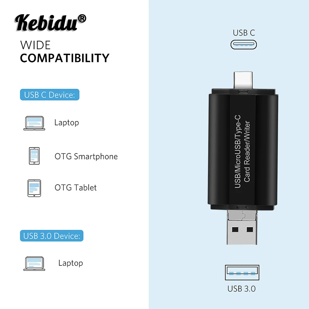 Адаптер Kebidumei USB C Type для ноутбука телефона Micro ПК 3 0 чтение поддержка TF карты