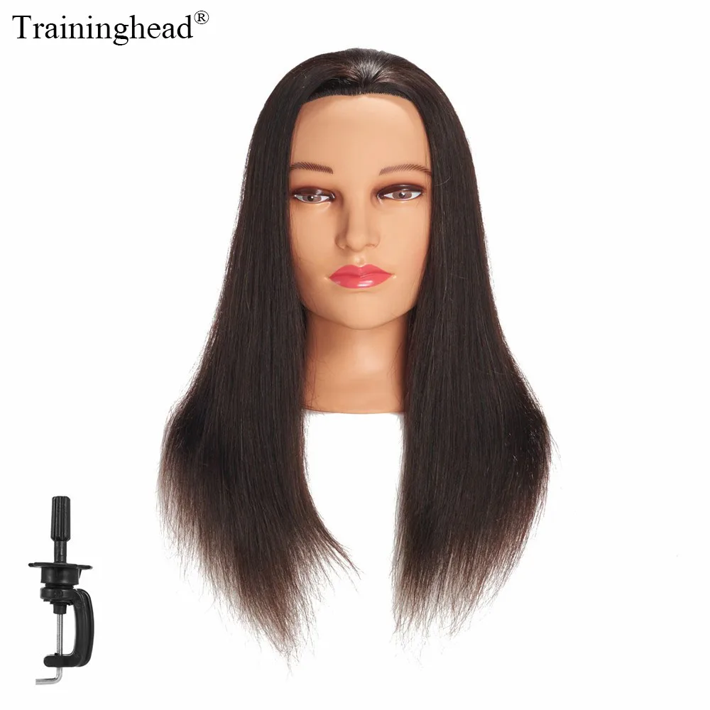 

Traininghead 20"-22"Mannequin Head 100% Human Hair Hairdresser Training Head Manikin Cosmetology Doll Head(Clamp Stand Included)