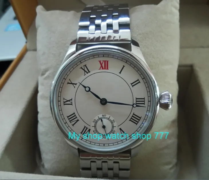 

44mm PARNIS Asian ST3621/6498 Mechanical Hand Wind movement Mechanical watches white dial men's watches sdgd85A
