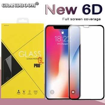

50pcs 6D Edge Curved Full Coverage Tempered Glass For iPhone 11 Pro Max XS XR X 8 7 6 6S Plus Film Screen Protector With Box