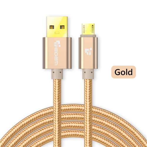 Micro USB кабель, tiegem быстрой зарядки мобильного телефона USB Зарядное устройство кабель 1/2/3 м кабель синхронизации данных для Samsung HTC LG Android - Цвет: Золотой