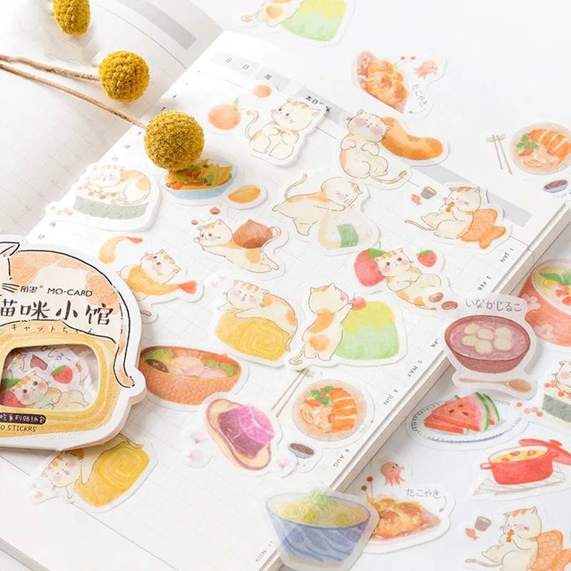 40Pcs Kawaii Dessert Stickers Cute Food Stationery Stickers Paper Adhesive Sticker For Kids DIY Scrapbooking Diary Photos Albums