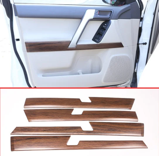 4pcs Pine Wood Grain Car ABS Interior Door Decoration Panel Trim for Toyota Land Cruiser Prado FJ150 150 2010-2018 Accessories 