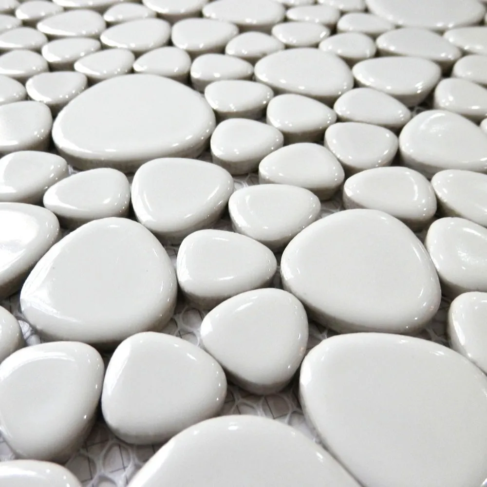 Белый prcelain плитка с галечной мозаикой кухня щитка обои ванна, бассейн стены плитка душ камин ТВ backgroud