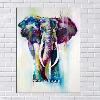 

Abstract Colorful Elephant Deer Pure Handmade Art Oil Painting Cuardros decoracion Cartoon Animal paintings for living room wall
