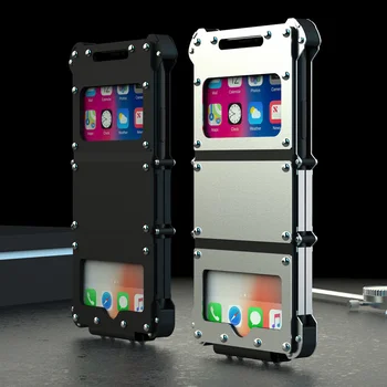 

Luxury Rivets Element Stainless Steel Case For Apple iPhone X 360 Full Protection Vertical Flip Stand Cover For iPhone X Cases