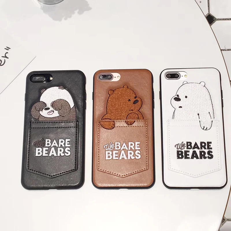 Luxury Pu Leather Cartoon Bear Phone Case for IPhone X 7 7Plus/8 8Plus