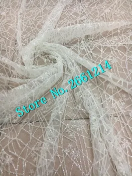 

fast shipping BZL-51535 high quality african net lace fabric African french lace fabric with glued glitter in clear white