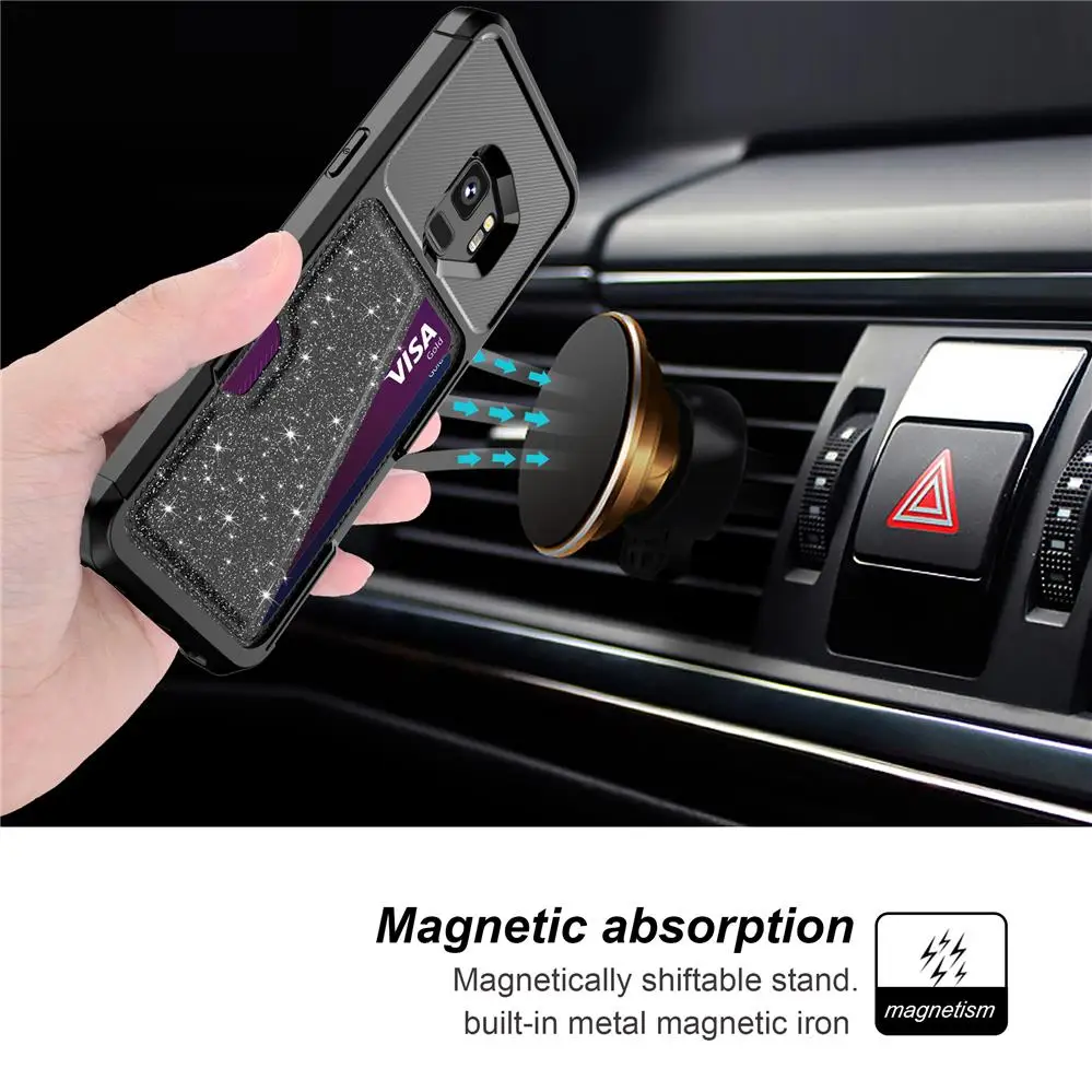 For Samsung Galaxy S10 Plus S10e Premium PU Leather Back Cover Wallet Card Slot Shockproof Car Holder Magnetic Absorption Case |