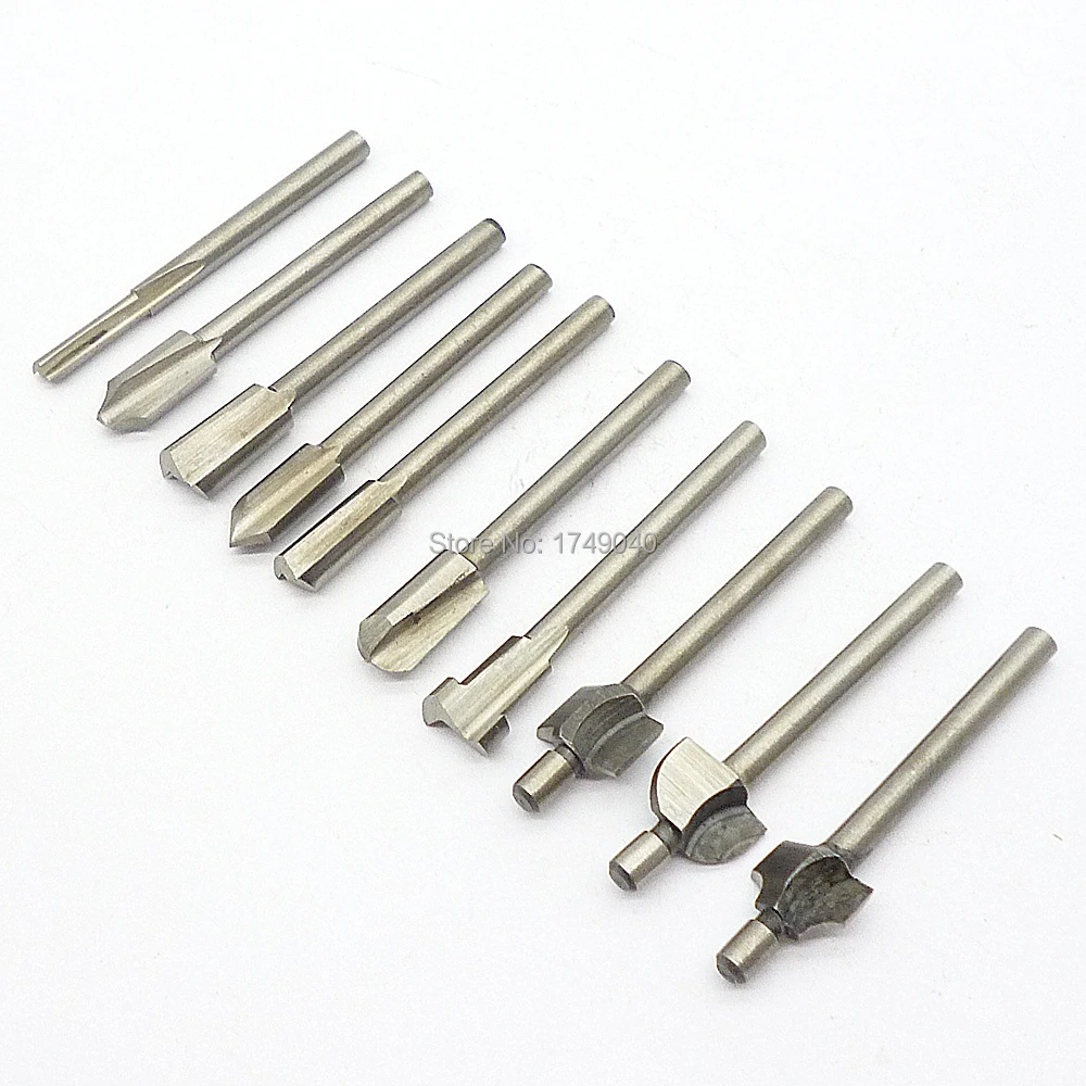 10pcs Woodworking Knife Edge Repair Carpenter Drill Bit 1/8" 3mm Shank Mini HSS Router Bits fits