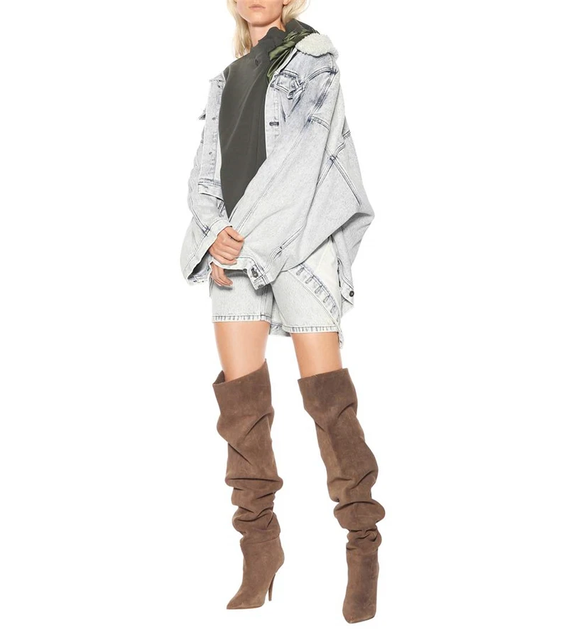 Del Vestido Slip Abesire La Chicas Pie Moda Sólido Sobre 2019 Zapatos Tacones Puntiagudo Falda Botas Delgada Mujer Marrón on Rodilla Venta De Caliente Señora Dedo xPawx0qH