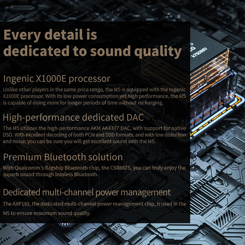  FiiO M5 HiFi Audio AK4377 384kHz-32bit/DSD128 Senza Perdita di Hi-Res Bluetooth Portatile di Musica