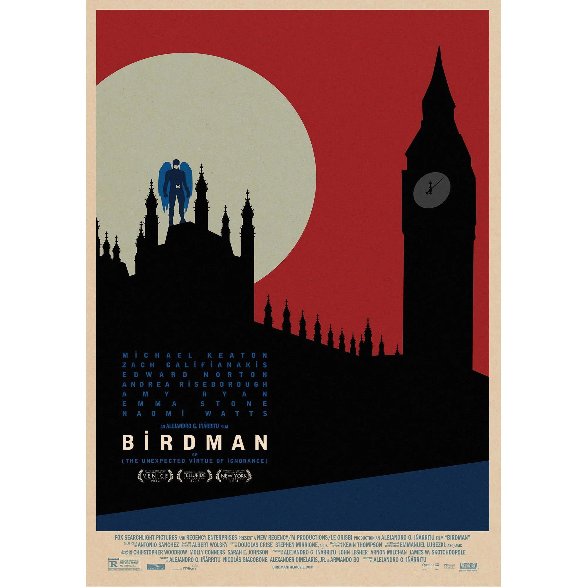 Birdman украшение для дома крафт фильм постер Рисование ядро наклейки на стену 42*30