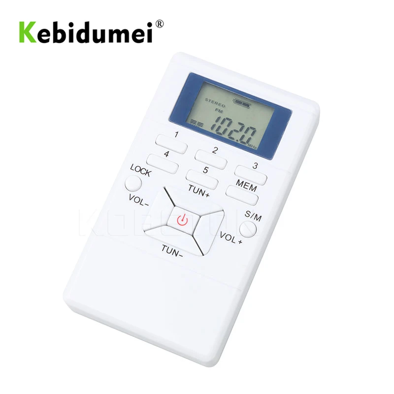 

kebidumei Mini Pocket FM Radio Frequency Modulation Digital LED Display Receiver Signal Processing With Earphone White wholesale