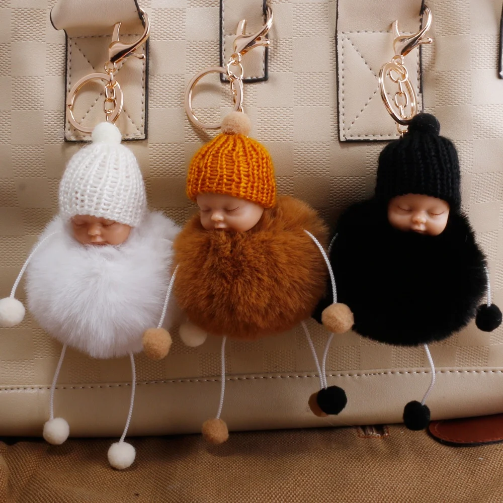 

JEPHNE New Little Baby Fur Pom Pom Keychains Fake Rabbit Fluffy Keychain Key Ring Pendant Key Charm Jewelry Fashion Accessories