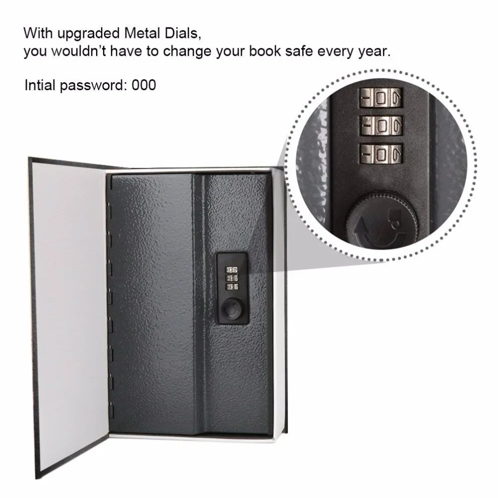 Steel Safe Dictionary Hidden Security Secret Coffer Strongbox Key Lock Safety Box Money Jewelry Storage Case