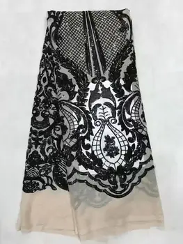 

Black 3 D Sequins Fabric For Bride Dress Lace, Latest African Tulle Lace, Nigerian Clothes Embroidery Womens Lace Fabrics
