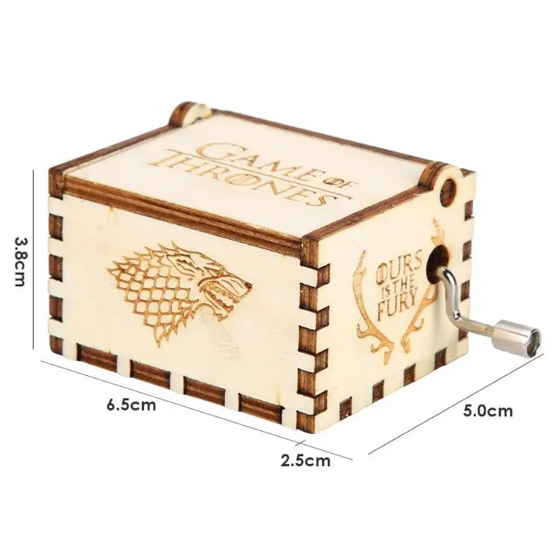 Retro Vintage Wooden Hand Cranked Music Box Home Crafts Ornaments Decor Game of Thrones Song Ice Fire GOT Main Theme Music Box