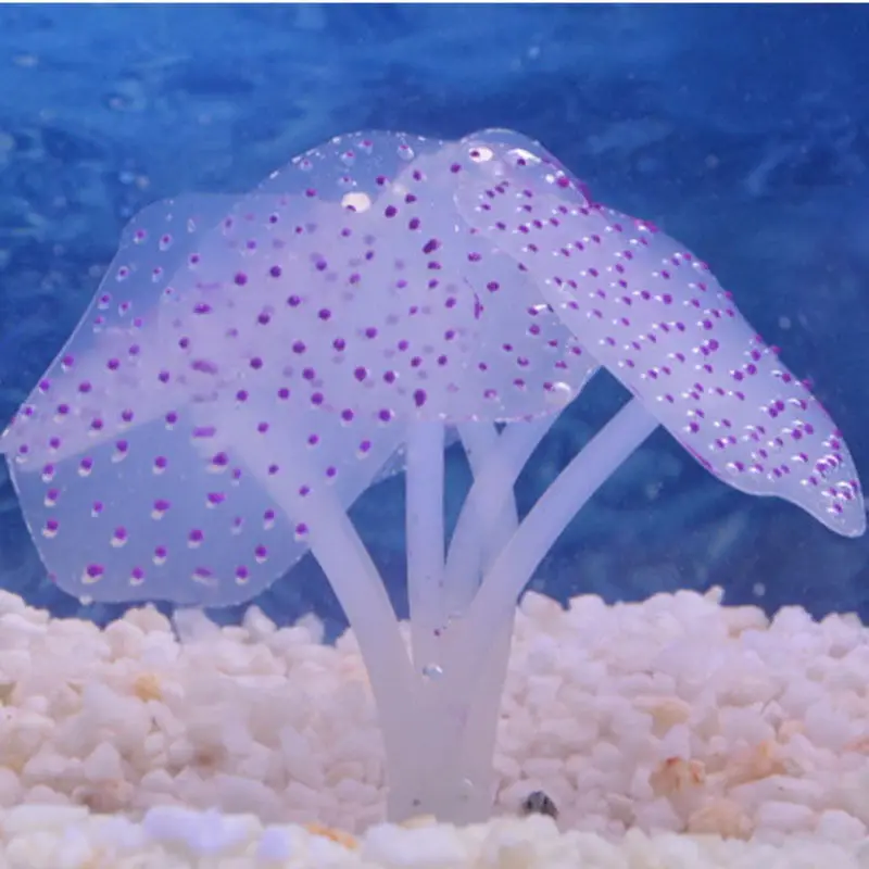 Присоска Коралл аквариумный искусственный Коралл Силиконовое растение с присоской орнамент вода пейзаж Декор аквариум аксессуары для аквариума - Цвет: purple