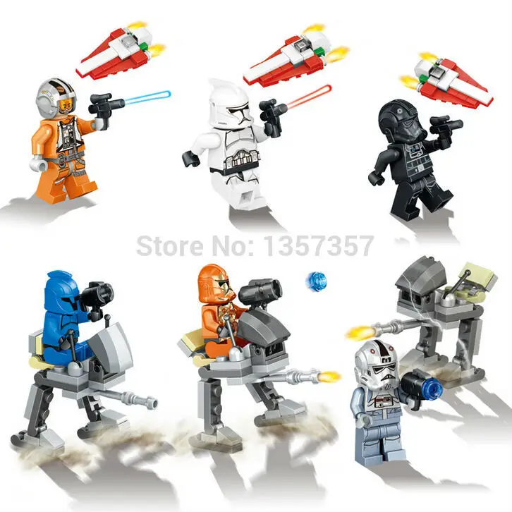 

LELE79191 Star Wars 6pcs/lot Figures Starwars The Force Awakens TIE Pilot Clone Troopers Building Blocks Sets Model Bricks Toys