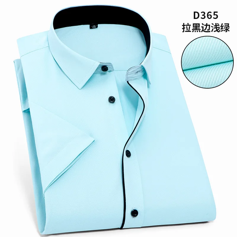 5XL 6XL 7XL 8XL большой размер саржа/однотонная тонкая белая рубашка с коротким рукавом для мужчин формальные мужские рубашки - Цвет: D365
