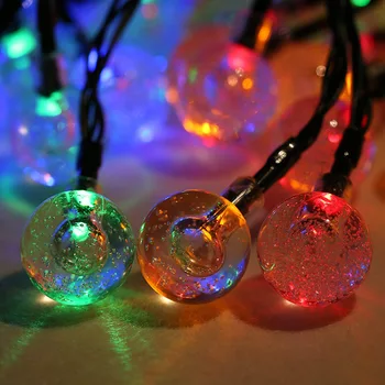 

6M 30 LED Crystal Bubble Ball Light Solar Powered Christmas Tree Decor Waterproof Wedding New Year Holiday Fairy Lamp String
