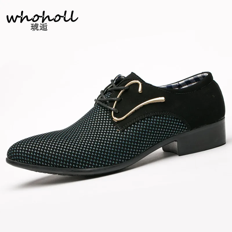

Whoholl Big Size 38-46 Fashion Men Dress Shoes Pointed Toe Lace Up Men's Business Casual Shoes Brown Black Leather Oxfords Shoes