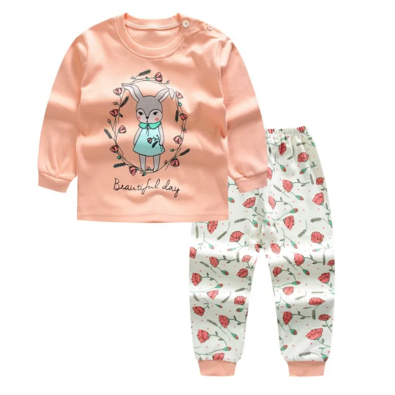 Детские комплект одежды для маленьких мальчиков с длинным рукавом малыша наряды для девочек пижамный комплект для новорожденных детей