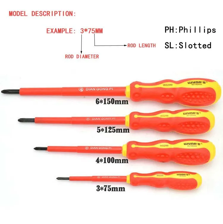 3*75 мм-6*150 мм изолированная отвертка крестовая и шлицевая отвертка Магнитная CR-V отвертка болт отвертка инструменты для вождения 1 шт