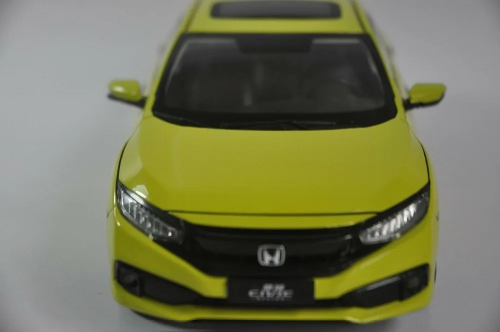 1:18 литье под давлением модель для Honda Civic MK10 желтый седан Игрушечная машина из сплава миниатюрная коллекция подарки