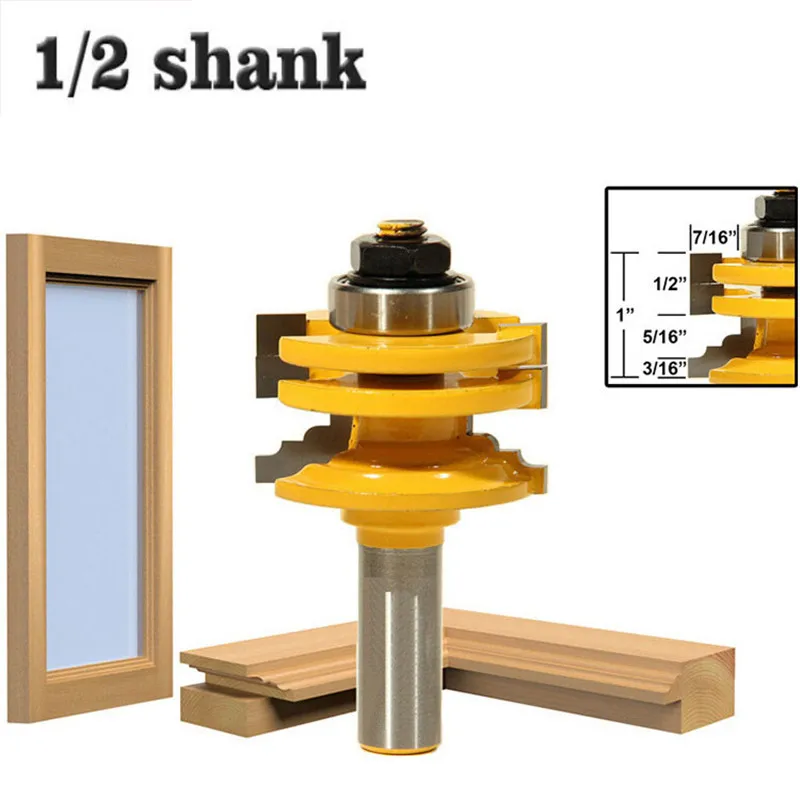 

1Pc 12.7mm/ 1/2" Shank Reversible Glass Door Window Frame Knives Router Bit 1/2*1-3/4 Woodworking Engraving Machine Cutter