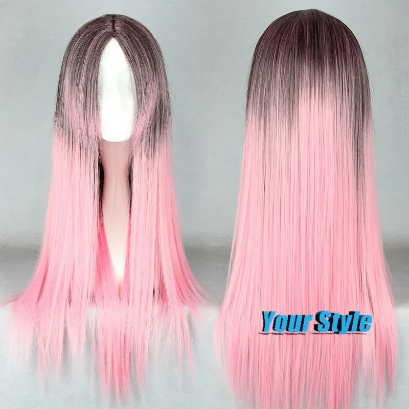 Japanese Harajuku Lolita Wig Natural Cheap Hair Wig 65 cm Ombre Grey