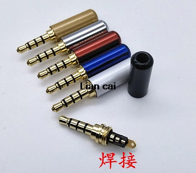 

2pcs 3.5 mm Plug Audio Jack 4 Pole Gold Plated Earphone Adapter with tail for DIY Stereo Headset Earphone for Repair Earphone