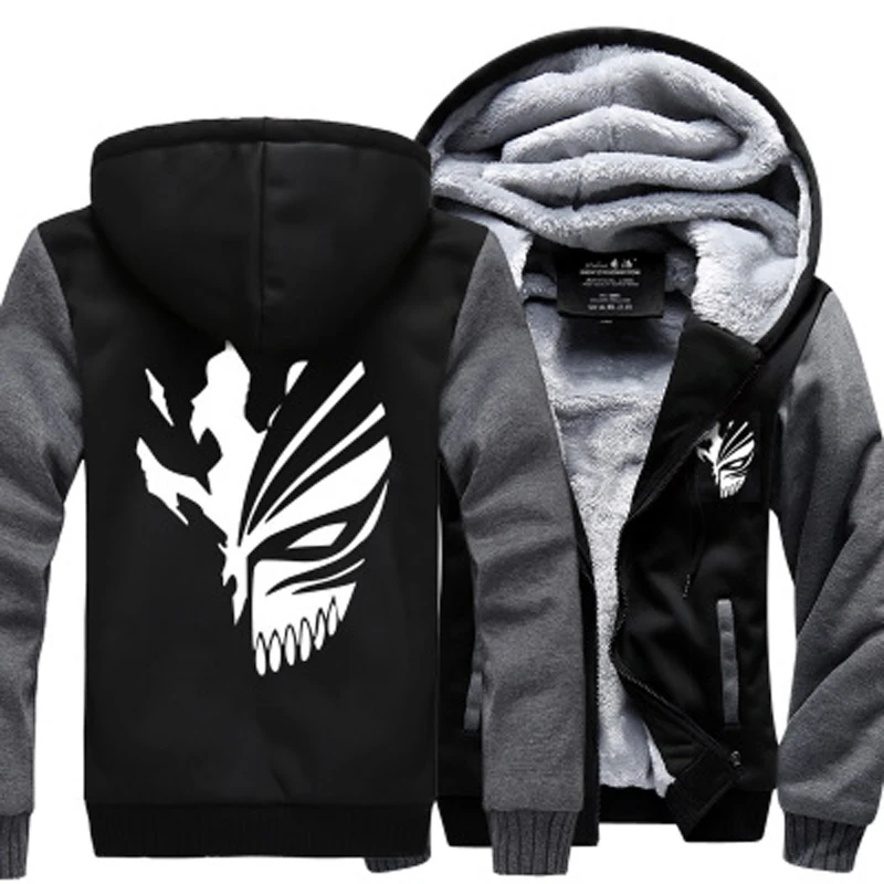 

Sweatshirt Anime Bleach Kurosaki Ichigo hoodies 2017 spring winter thicken fleece men's jacket sportswear Casual Zip Up hoody