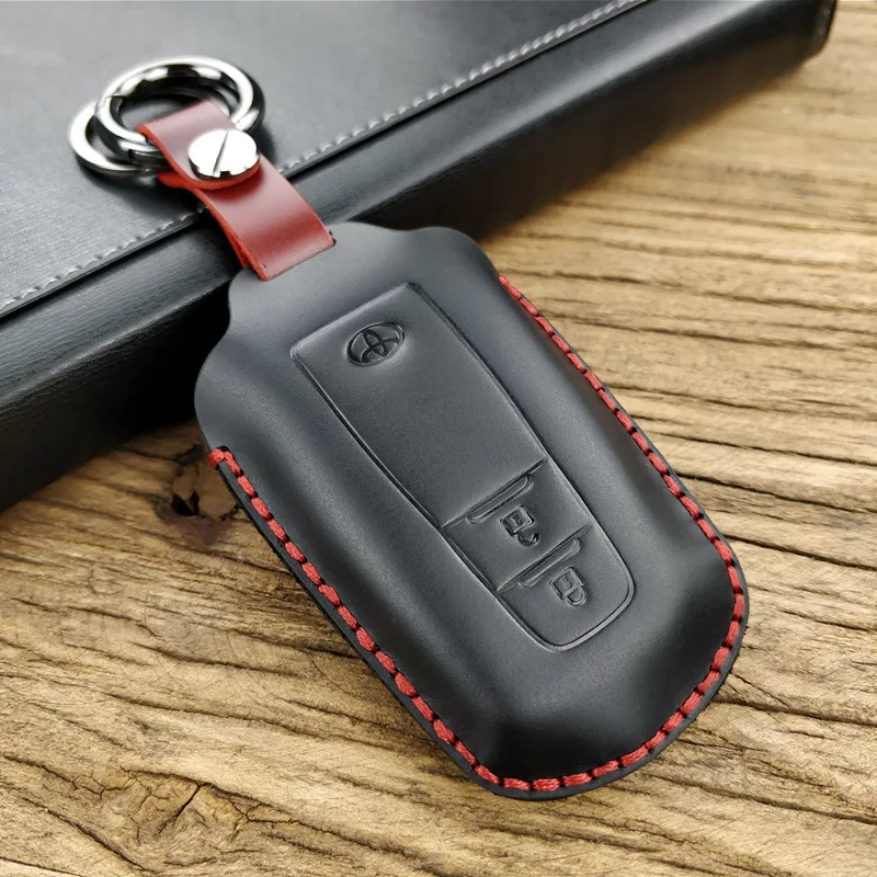 CICICUFF качественный чехол для ключей автомобиля из натуральной кожи с масляным воском для Toyota New Camry выделенный кожаный чехол для ключей j - Цвет: 2 keys oil wax black