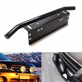 

Universal License Plate Holder Light Bar Mount Bracket Bull Bar Front Bumper Plate Frame Off Road Light Holder, Black