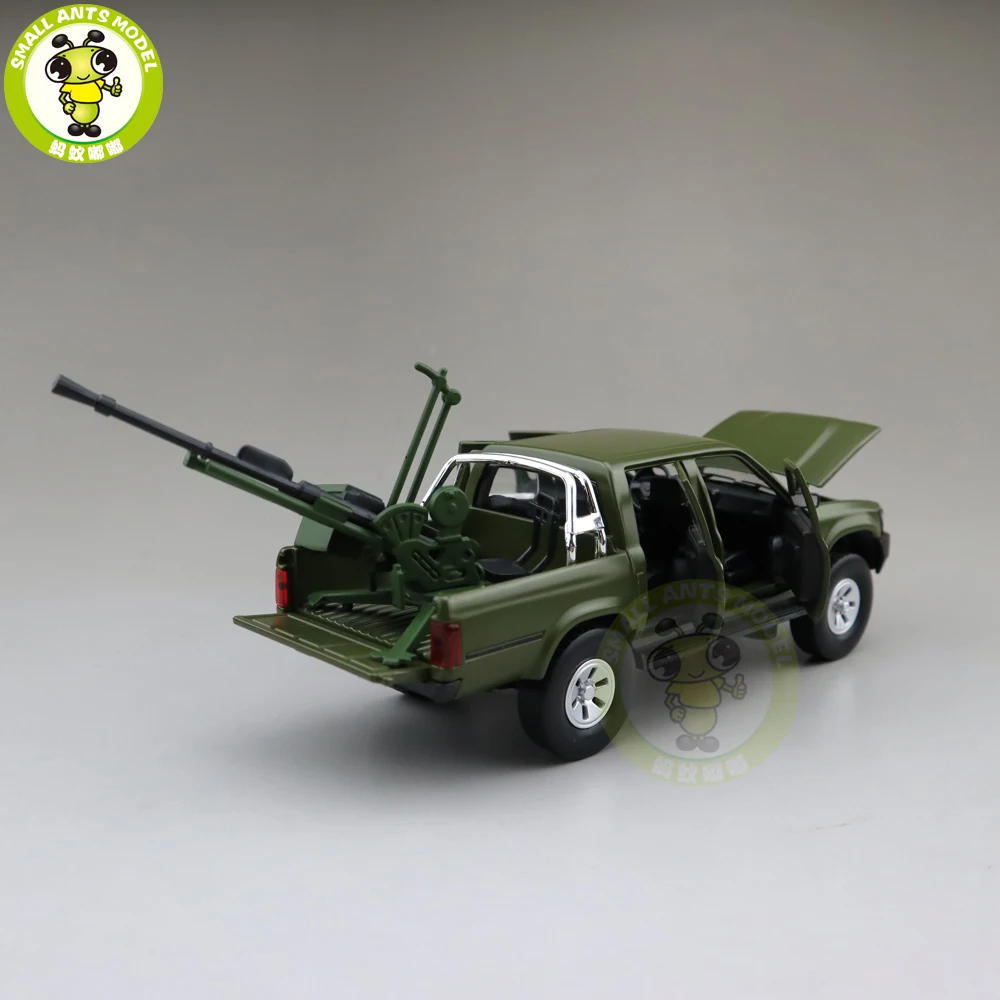 1/32 Jackiekim Hilux грузовик пикап с анти-ствол танка литая металлическая Модель автомобиля игрушки Дети Звук освещение подарки - Цвет: Army Green(no box)