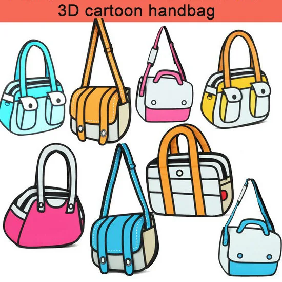 Free Shipping 2d Cartoon Three Dimensional Lovely Female Handbag Free Shipping 2d Cartoon Three Dimensional Lovely Female Handbag Drawing Designer