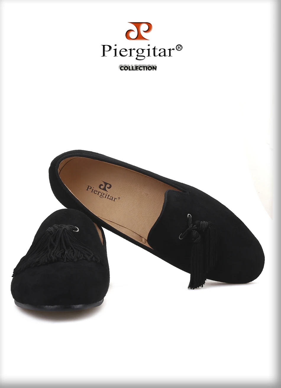 Piergitar/Новинка года; стильные женские бархатные туфли ручной работы; женские лоферы для вечеринки и свадьбы; модные дизайнерские женские туфли на плоской подошве с бахромой