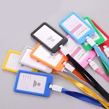 ID Имя держатели кредитных карт для женщин и мужчин PU банк карты шеи ремень карты автобус ID держатели конфеты цвета идентификационный значок со шнурком