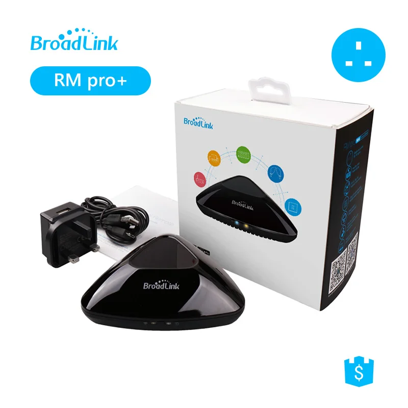 Broadlink RM Pro+ WiFi умный дом концентратор, ИК РФ все в одном автоматизации обучения универсальный пульт дистанционного управления, черный, подарок