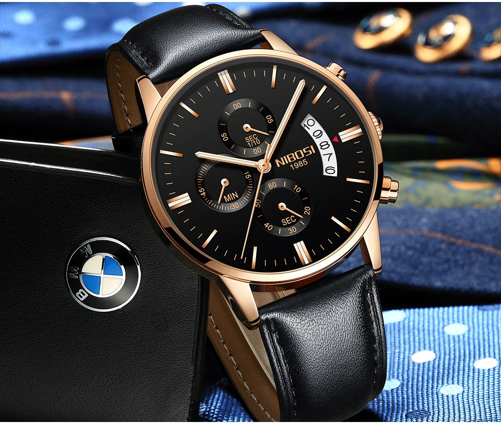 Relogio NIBOSI Watches Men Luxury Brand Wristwatches Fashionable Classic Men Watch Leather Strap Watches Waterproof Montre Homme (7)
